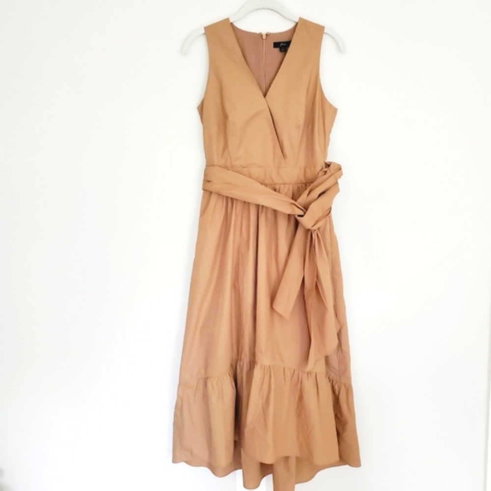 J. Crew Cotton Poplin Faux Wrap Midi Dress Size 0 NEW